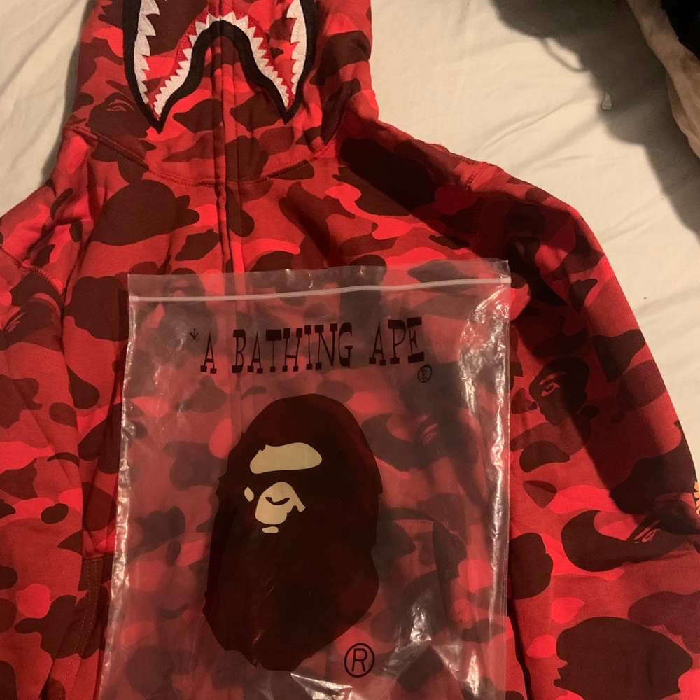 Red camo bape hoodie